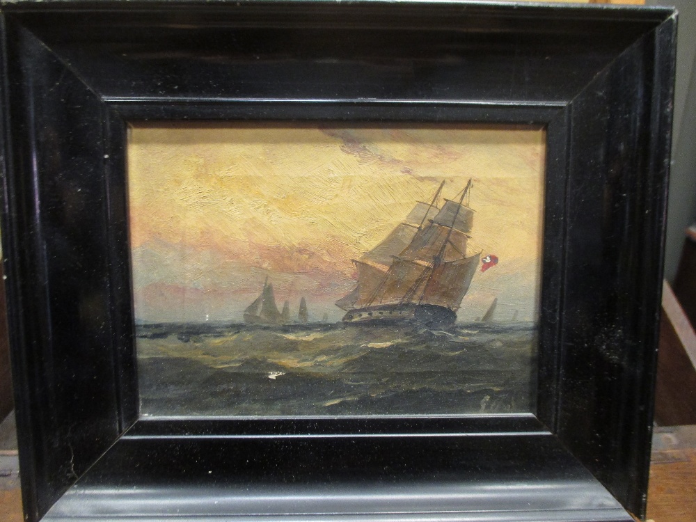 *** GHS (British, 19th Century), Sailing ships in stormy weather, both signed lower right "GHS", oil - Bild 4 aus 6