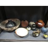 Andrew Crouch (b. 1955), an ovoid jar and cover, together with various other studio ceramics