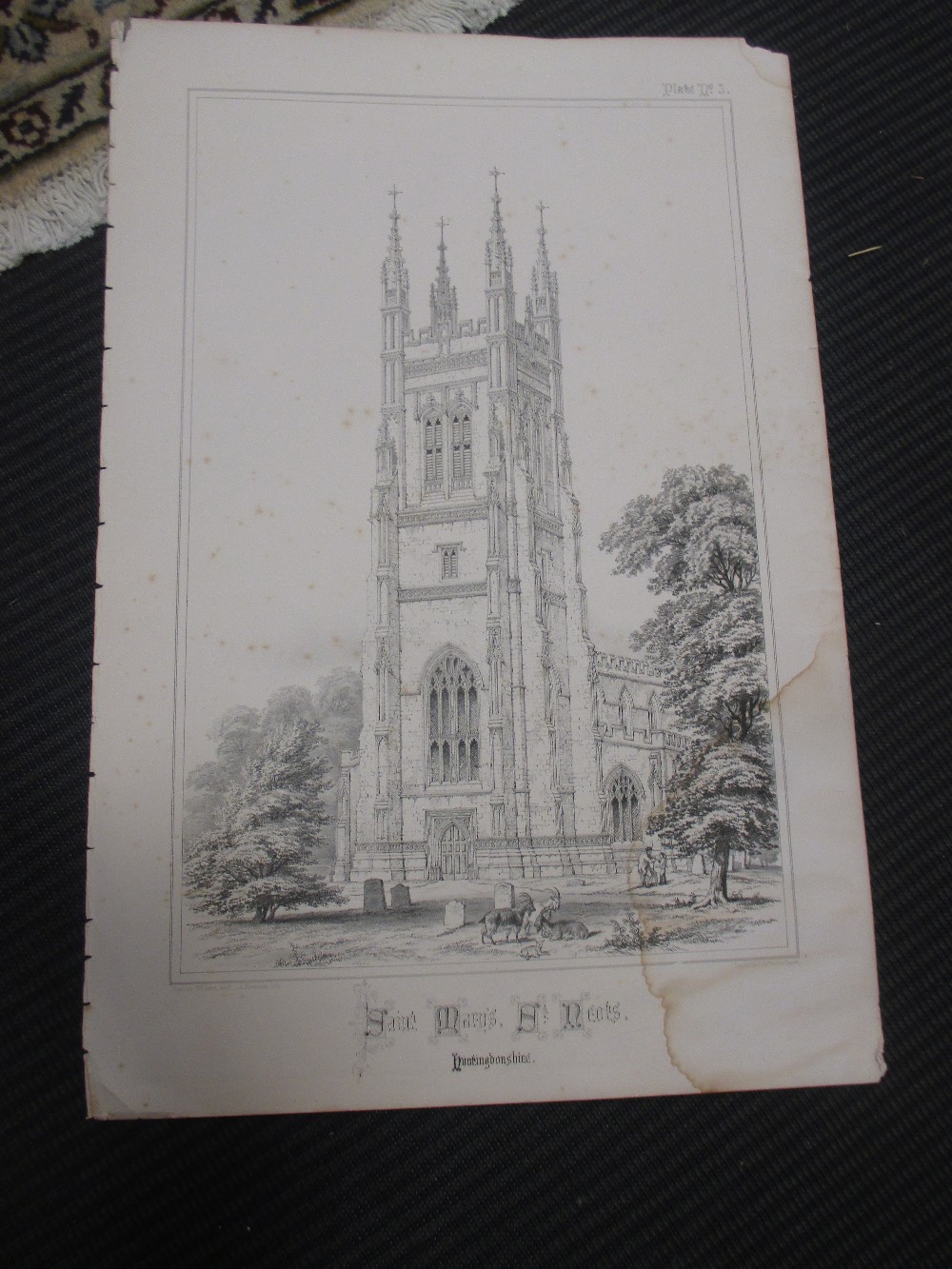 A portfolio of two early engravings of St Mary's Church, St Neots, Cambridgeshire, by Charles Wickes