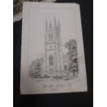 A portfolio of two early engravings of St Mary's Church, St Neots, Cambridgeshire, by Charles Wickes