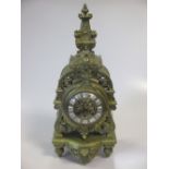 A late 19th century brass Japy Freres mantel clock, with gong striking movement, 43cm high