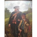 A Simoni, 19th Century, Ghillie father and son, signed lower right "A Simoni", oil on canvas, 29 x