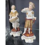 A pair of Continental porcelain figures of a boy and a girl, 26cm high approximately (2)