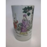 A mid 20th century Chinese famille rose brush pot 12.5cm high