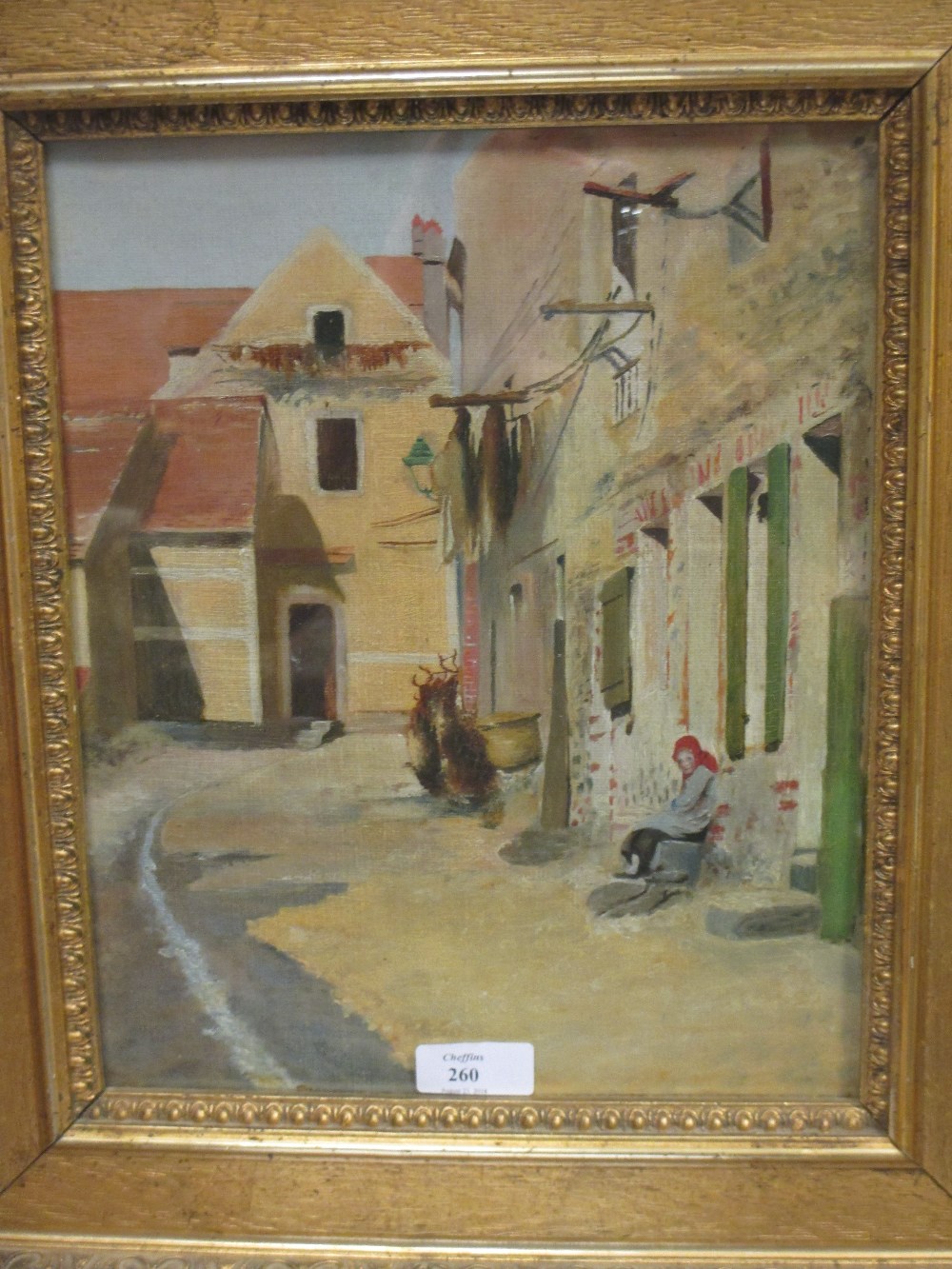 A French street scene, oil on canvas, 28 x 23cm