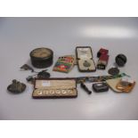 A good group of collector's items, to include a Georgian travelling microscope, a Mauchline ware