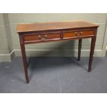 A late 19th century/early 20th century mahogany hall/side table, 75 x 108 x 46cm