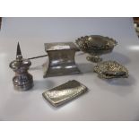 A quantity of silver and electroplate, including cased fish set, a silver pepper caster, silver