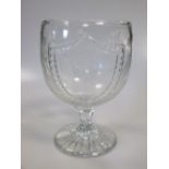 A cut glass goblet celebrating the coronation of Queen Elizabeth II, 21cm high