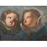 Venetian School, 18th Century, Study of Putti, oil on paper laid to canvas, in an antique giltwood