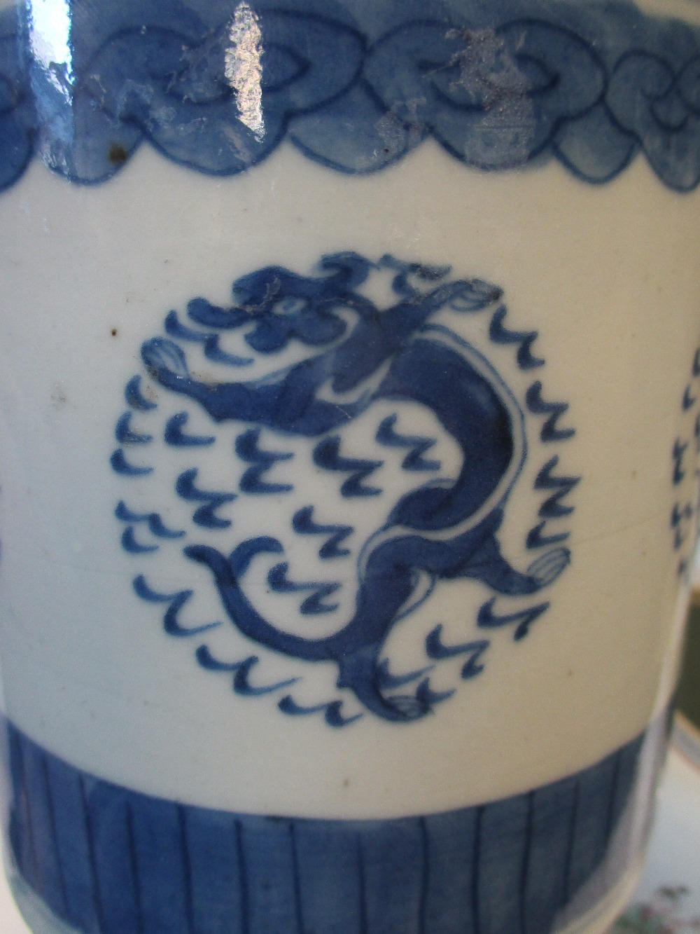 An 18th century Chinese famille verte plate, 23cm, another blue and white together with two tea pots - Image 4 of 4