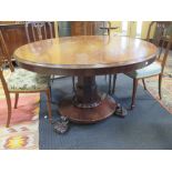 A 19th century mahogany George III circular breakfast table with claw feet, 120cm diameter