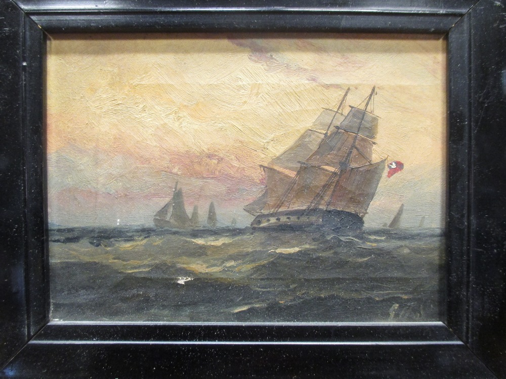 *** GHS (British, 19th Century), Sailing ships in stormy weather, both signed lower right "GHS", oil - Bild 5 aus 6