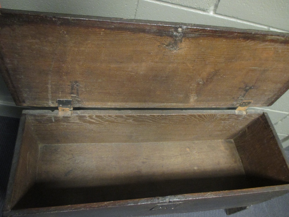 An 18th century oak boarded chest, 58 x 109 x 39cm - Image 2 of 2