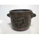 A Chinese copper rich censer, 20cm wide