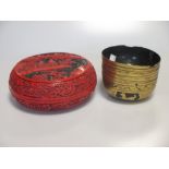 A Chinese cinnabar box and five Thai lacquer bowls