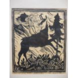 Two wood block prints of Chamois by H. Richter 15 x 12cm and 16 x 10cm (2)