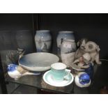 Royal Copenhagen and B & G porcelain vases and figural ornaments