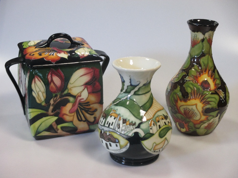 A modern Moorcroft limited edtition vase by Philip Gibson 19/200, another limited edition vase and a