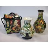 A modern Moorcroft limited edtition vase by Philip Gibson 19/200, another limited edition vase and a