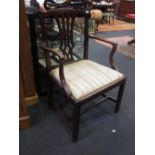 A George III mahogany Hepplewhite style chair and a coal bucket (2)