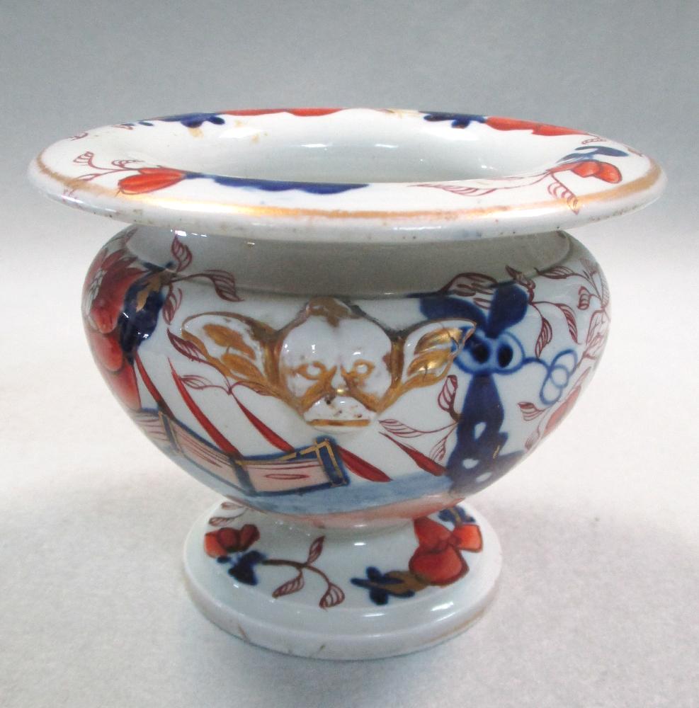 A rare pair of Mason's 'Japan Fence' pattern two handled pedestal salts, circa 1815, with shouldered - Image 5 of 7
