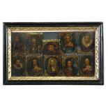 English School, 18th Century A set of ten reverse glass paintings of Kings and Queens of England,