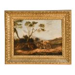 English School, late 18th Century A rustic landscape with donkey drivers oil on canvas 29 x 39cm (11