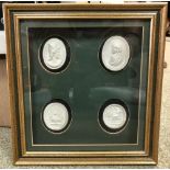 A framed group of four 19th century Grand Tour intaglios, together with three further individually