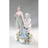A Dresden late 19th century porcelain figure, allegorical of sculpture, depicted as a maiden carving