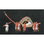 Indian Company School, 19th Century Three paintings on mica, two depicting Indian noblemen carried