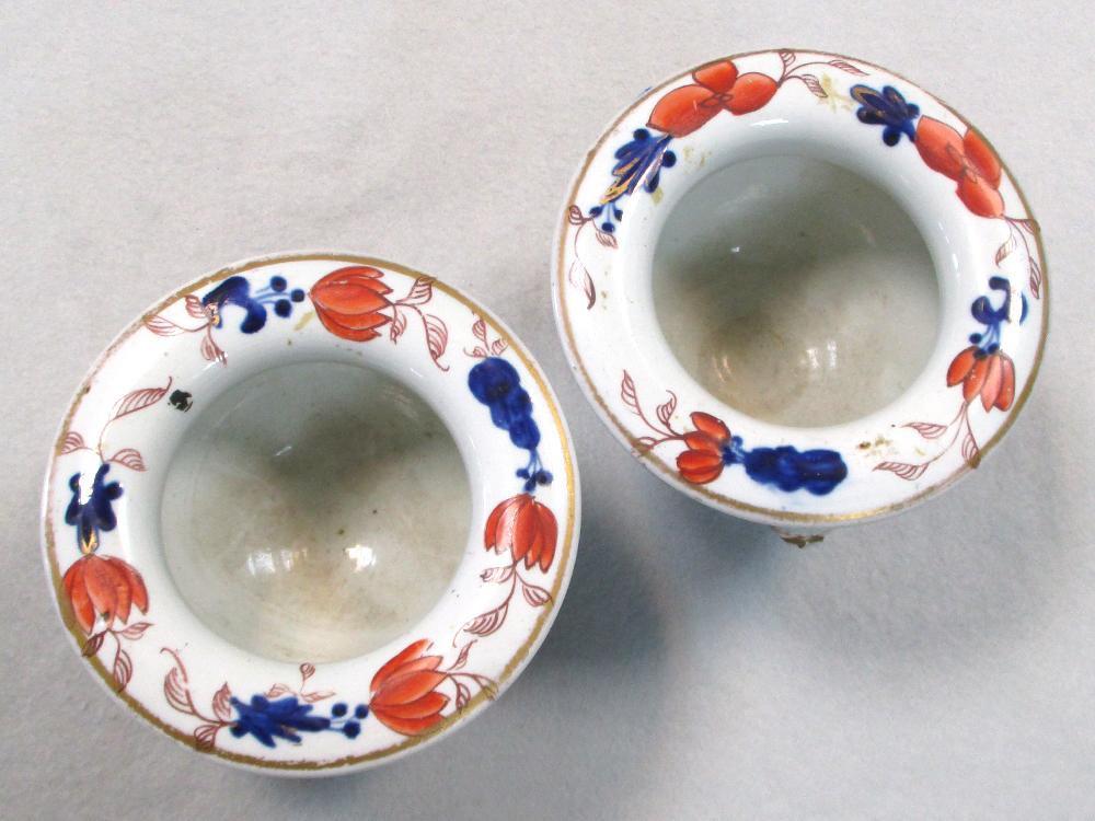 A rare pair of Mason's 'Japan Fence' pattern two handled pedestal salts, circa 1815, with shouldered - Image 6 of 7