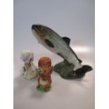 A collection of Beswick Beatrix Potter figures and two Beswick models of trout (10)