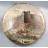 A large 19th century Copeland pottery charger, painted by W. Yale, signed, with a view of Middleton,