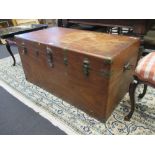A Camphorwood seaman's trunk with brass mounts and key