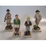 A pearlware figure of the actor Liston as Paul Fry and and him in another role wearing a green