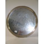 A circular silver salver, Birmingham 1973, approx 25ozs