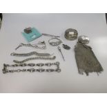 A collection of silver jewellery, together with a Tiffany silver bookmark, and some Continental