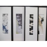 Eight Japanese woodblock prints; Yamashita Kose 'Kimonon design of flowers by the stream from the