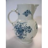 A Worcester blue & white mash jug, 23cm high