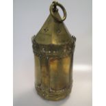 A brass lantern inscribed 'Sir Joseph Banks, Boston, Lincolnshire, Post, Tenebras, Lux, with horn