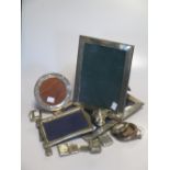 A collection of vesta cases, boxes, stamp case, together with a mustard pot and six photograph