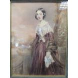 English School, 19th Century Portrait of Mrs Nelson (1820-1897), three-quarter length, standing,