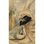 Elizabeth 'Bessie' Fyfe (Scottish, 1899-1933) St George and the Dragon watercolour 30 x 18cm (12 x