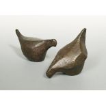 § John D. Edwards (British, born 1952), Doves, a pair of stylised bronze models, unsigned (2)