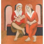 § Nina Hamnett (Welsh, 1890-1956) Two women with a child inscribed to the reverse "Nina Hamnett" oil