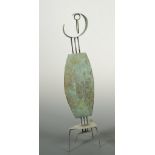 § William Black, (British, 20th century), Upright Form, 1965, patinated copper alloy sculpture,