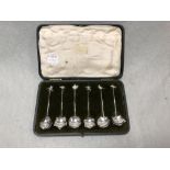 Liberty & Co., a cased set of six silver spoons, London import marks for London 1898, each bowl
