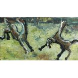 § Sylvia Gosse (British, 1881–1968) Leaping Horses signed lower left "Gosse" oil on board 29 x