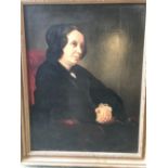 English School 19th Century, Portrait of a seated lady with hands clasped, oil on canvas